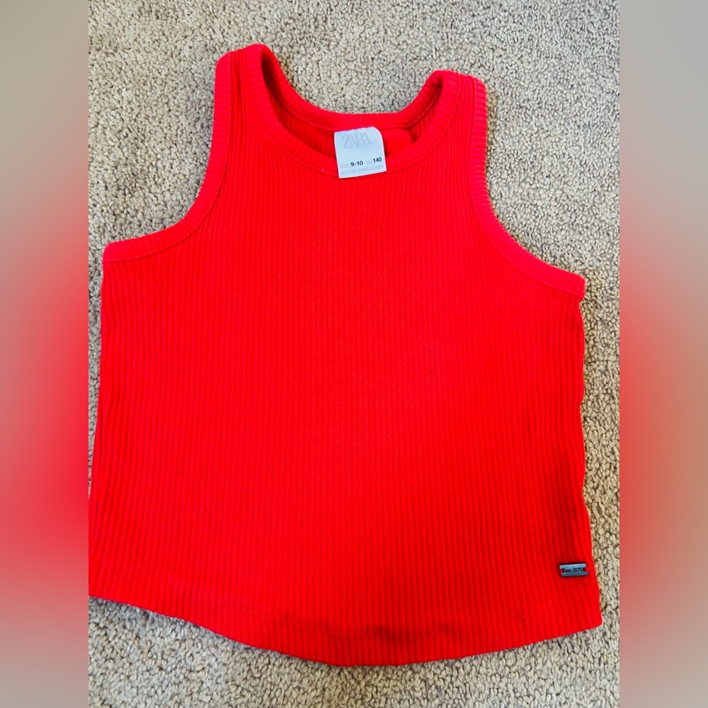Zara Bright Red Ribbed Top
